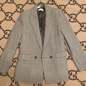 Mango Black and White Checkered Blazer